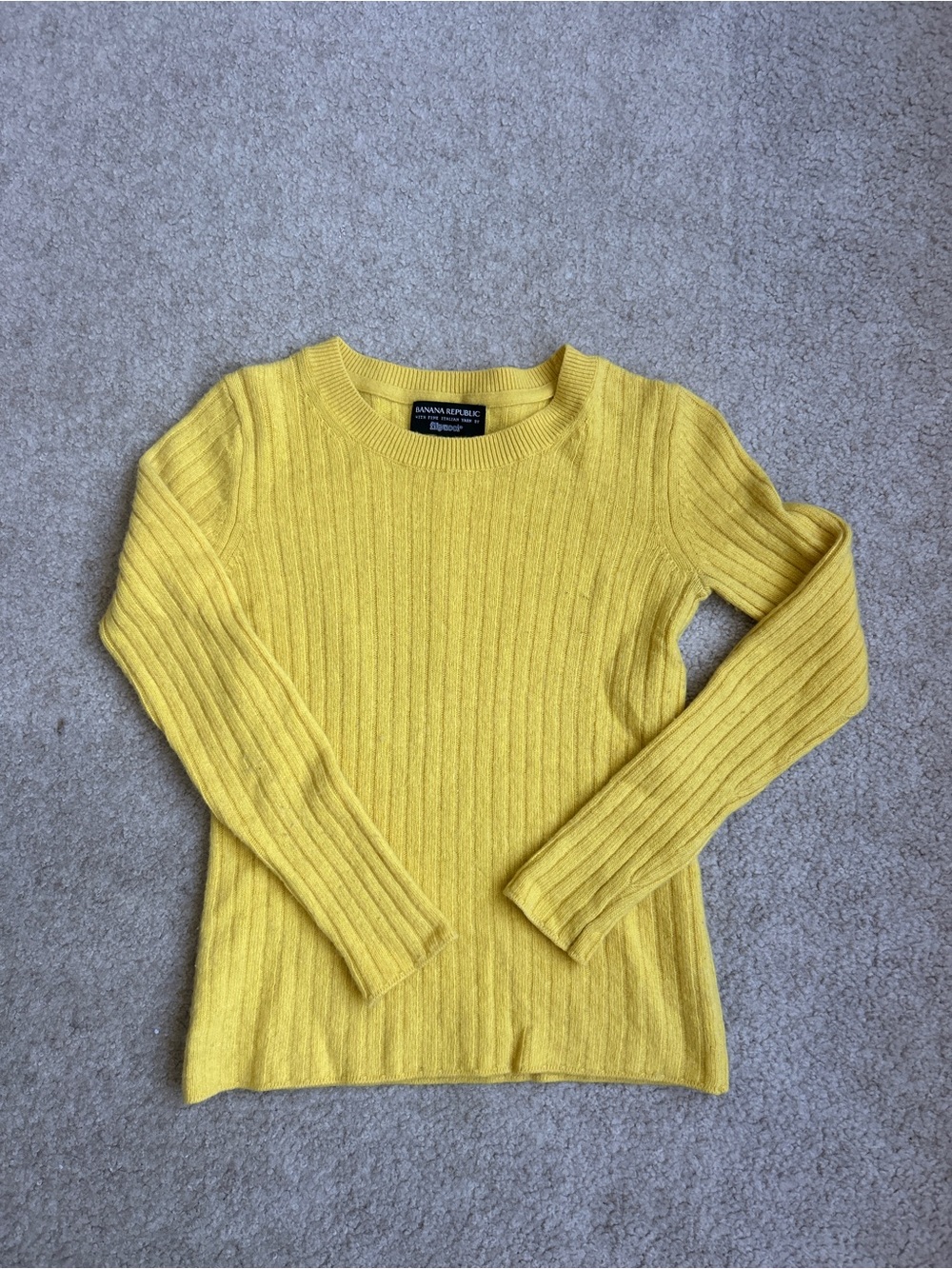 Banana Republic Yellow Ribbed Crewneck Sweater